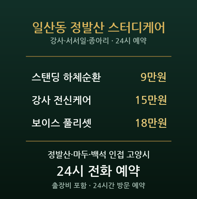 일산동 출장마사지 - 고양 정발산 마두 학원가 강사 장시간 서서 종아리 방문 홈케어