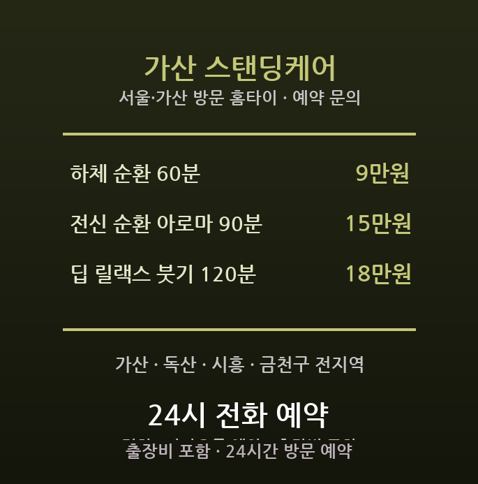 가산 출장마사지 - 금천구 가산디지털단지 서서일하는 판매 물류 하체 방문 홈타이